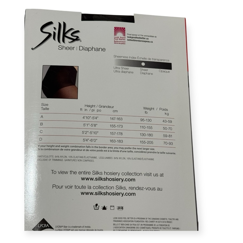Silks Sheer Black Pantyhose Stockings Nylons Size A Control Top Shadow Toe NWT - Picture 3 of 7